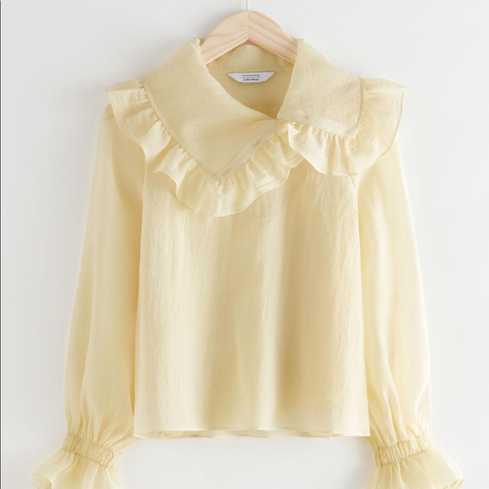 NWT Other Stories Sheer Ruffled Blouse Yellow